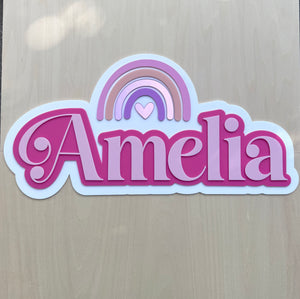 Custom Name Sign Detailed | Layered acrylic name plaque - Rainbow - Luma Light