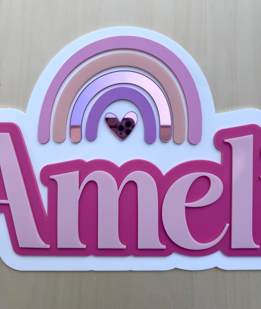 Custom Name Sign Detailed | Layered acrylic name plaque - Rainbow - Luma Light