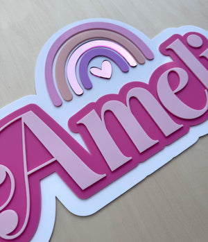 Custom Name Sign Detailed | Layered acrylic name plaque - Rainbow - Luma Light