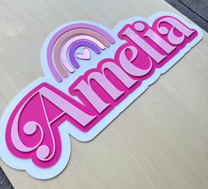 Custom Name Sign Detailed | Layered acrylic name plaque - Rainbow - Luma Light