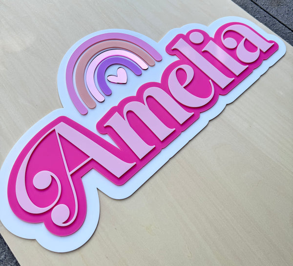 Custom Name Sign Detailed | Layered acrylic name plaque - Rainbow - Luma Light