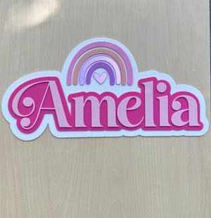 Custom Name Sign Detailed | Layered acrylic name plaque - Rainbow - Luma Light