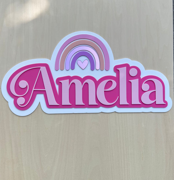 Custom Name Sign Detailed | Layered acrylic name plaque - Rainbow - Luma Light