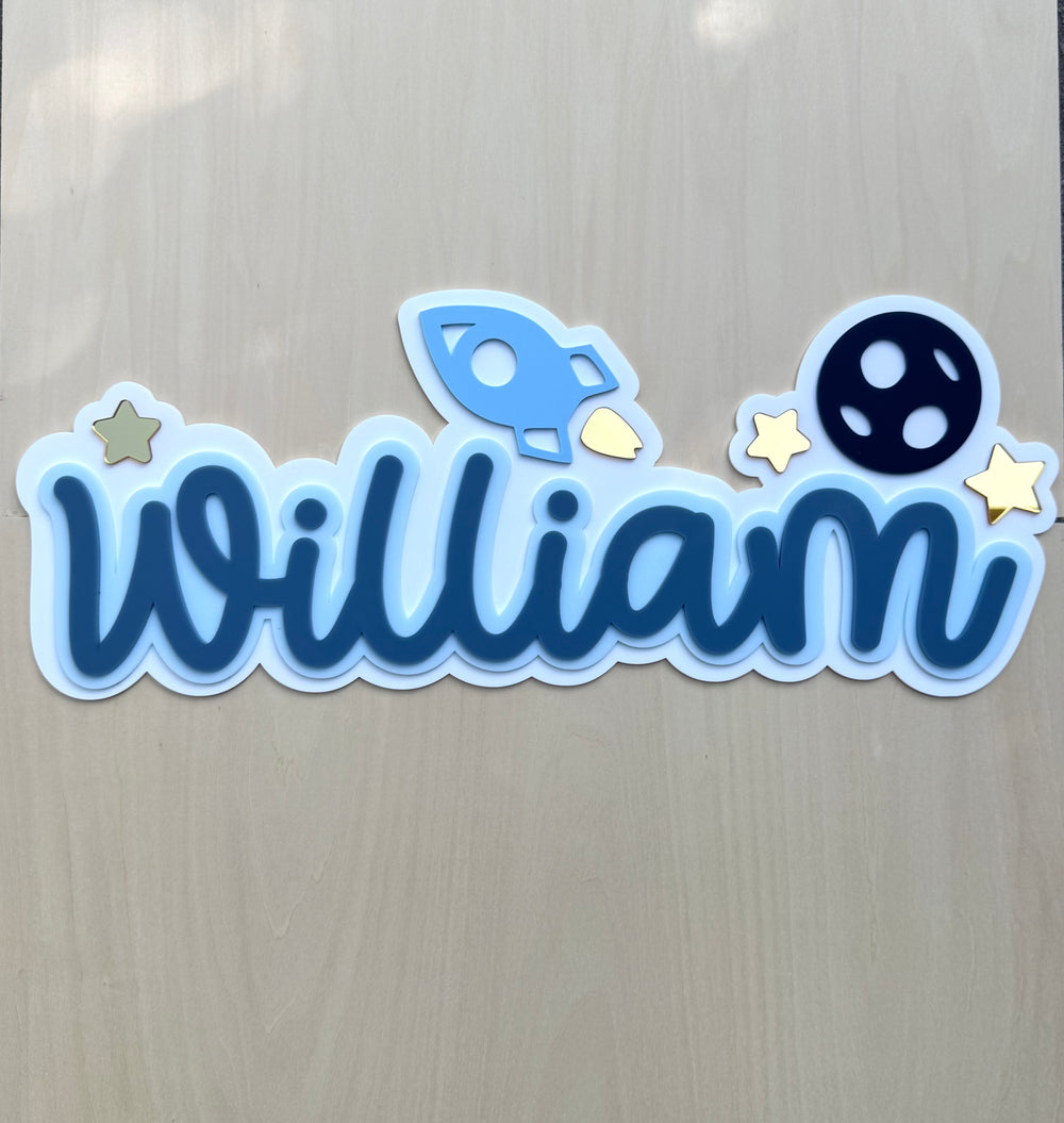 Custom Name Sign Detailed | Layered acrylic name plaque - Space - Luma Light