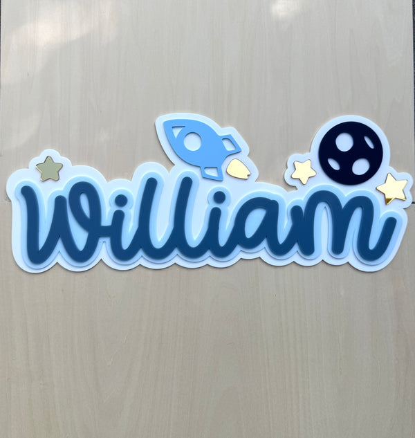 Custom Name Sign Detailed | Layered acrylic name plaque - Space - Luma Light