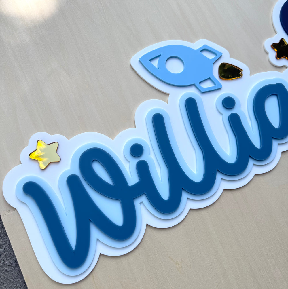 Custom Name Sign Detailed | Layered acrylic name plaque - Space - Luma Light