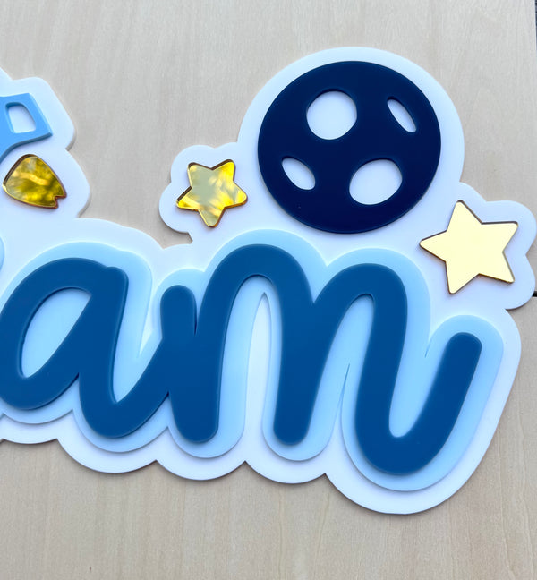Custom Name Sign Detailed | Layered acrylic name plaque - Space - Luma Light