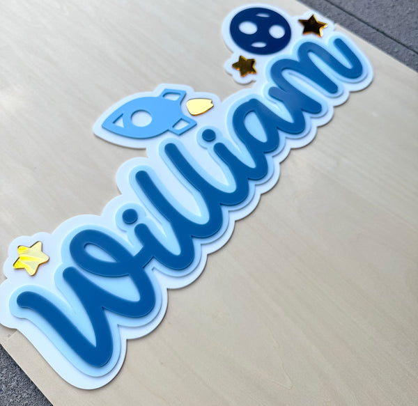 Custom Name Sign Detailed | Layered acrylic name plaque - Space - Luma Light