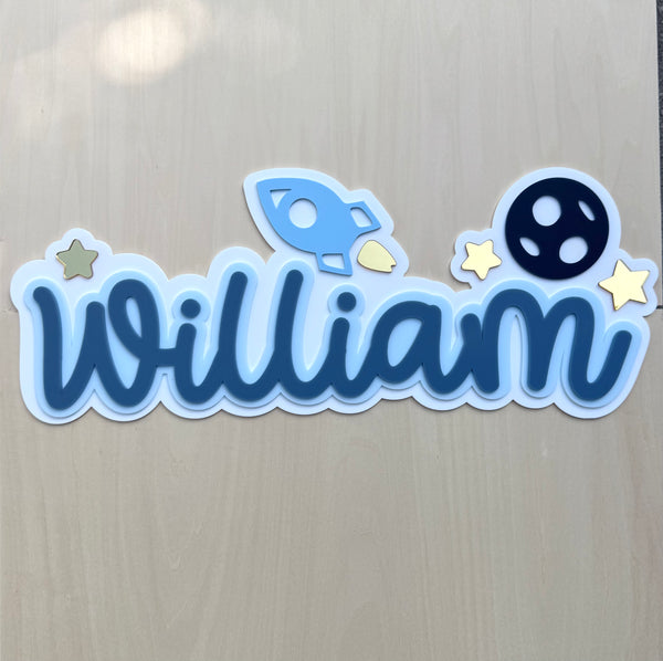 Custom Name Sign Detailed | Layered acrylic name plaque - Space - Luma Light