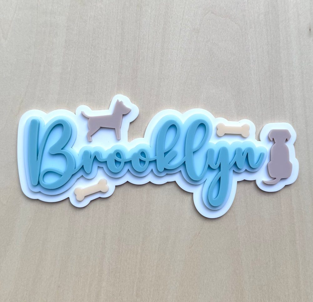 Custom Name Sign Detailed | Triple Layered acrylic name plaque -Dogs - Luma Light