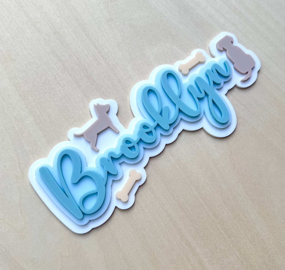 Custom Name Sign Detailed | Triple Layered acrylic name plaque -Dogs - Luma Light