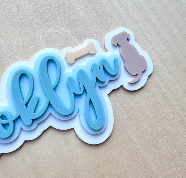 Custom Name Sign Detailed | Triple Layered acrylic name plaque -Dogs - Luma Light