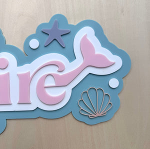 Custom Name Sign Detailed | Layered acrylic name plaque - Mermaids - Luma Light