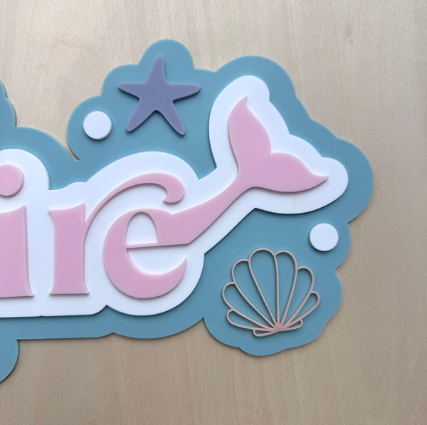 Custom Name Sign Detailed | Layered acrylic name plaque - Mermaids - Luma Light