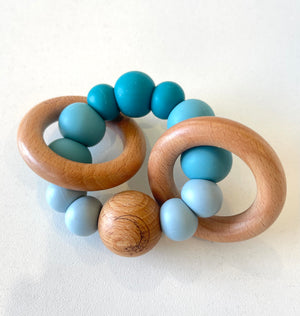 Crescent Luna Rattle Teether - Teal - Nature Bubz