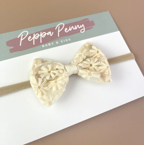 Bow Headband - Cream Lily - Peppa Penny