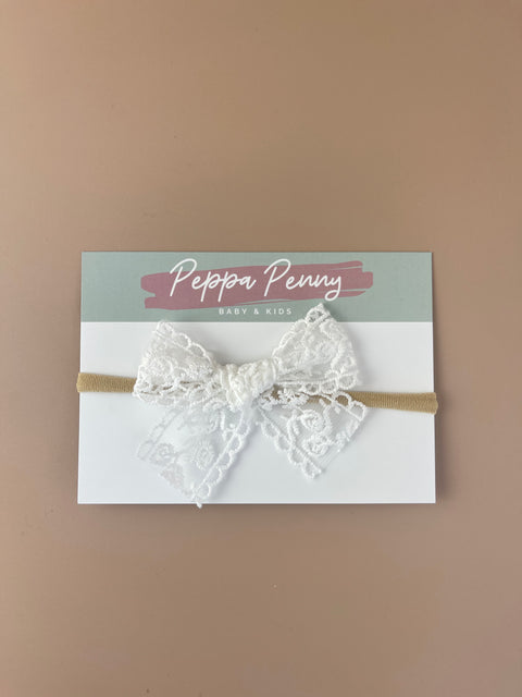White Lace Bow Headband - Ella - Peppa Penny