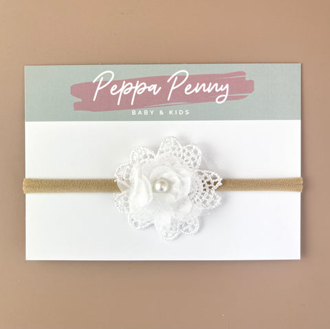 Crochet Flower Bow Headband - Emelia - Peppa Penny