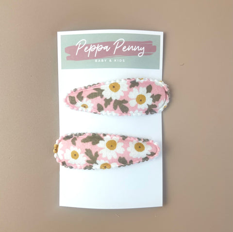 Linen Snap Clip Duo - Megan - Peppa Penny