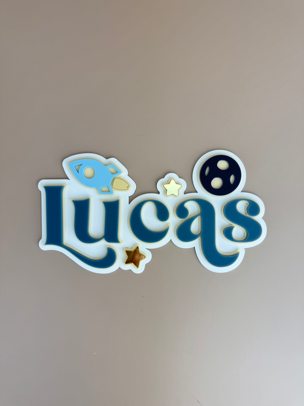 Custom Name Sign Detailed | Layered acrylic name plaque - Space - Luma Light