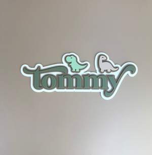 Custom Name Sign Detailed | Layered acrylic name plaque - Dinosaurs - Luma Light
