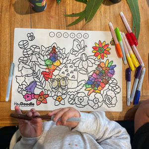 Flower Power Classic Colouring & Doodle Mat - Hey Doodle