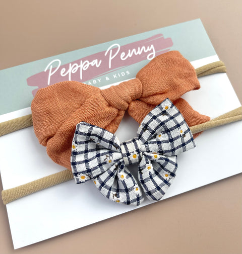 Bow Headband Duo - Corina - Peppa Penny