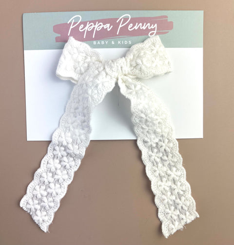 Long Bow Clip - White Dion - Peppa Penny