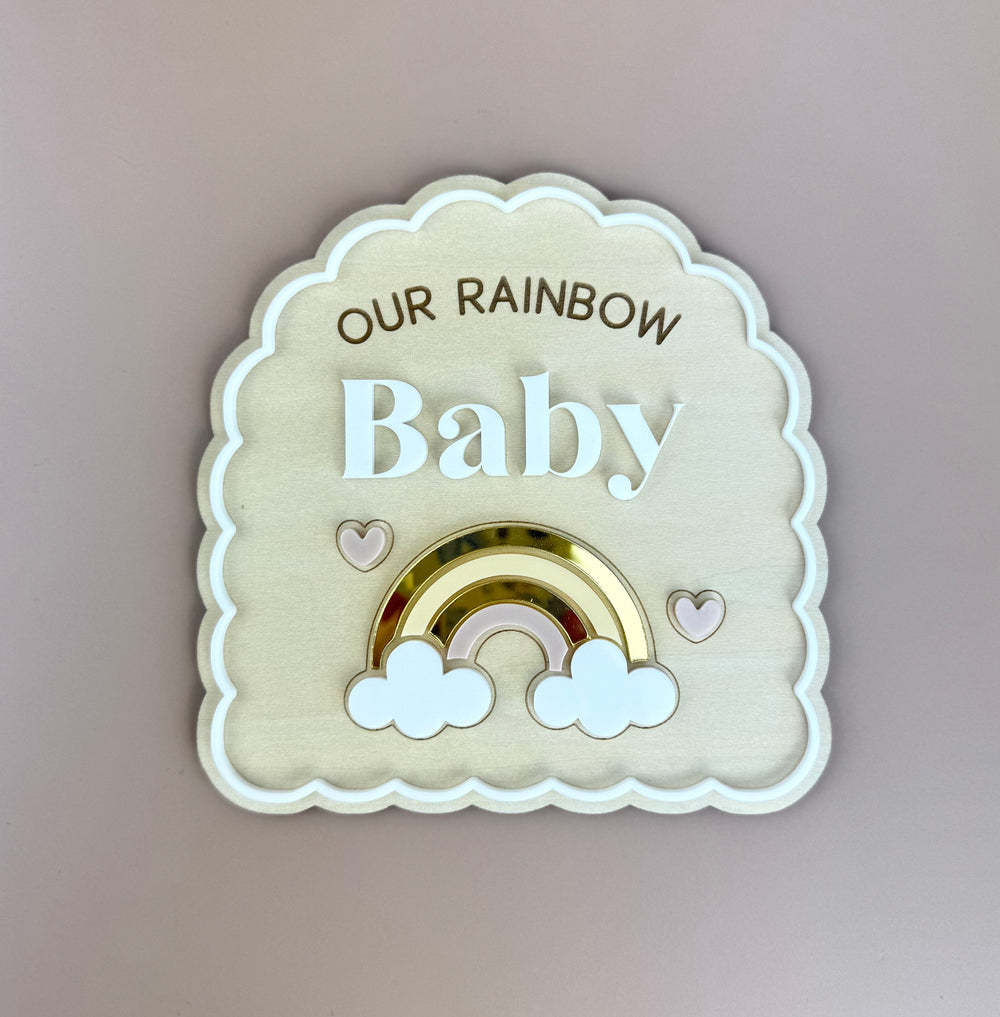 Rainbow Baby Pregnancy Announcement Plaque - Luma Light