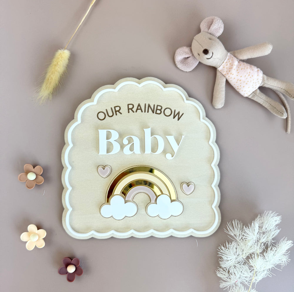 Rainbow Baby Pregnancy Announcement Plaque - Luma Light