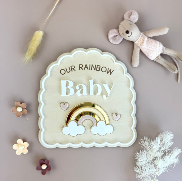 Rainbow Baby Pregnancy Announcement Plaque - Luma Light