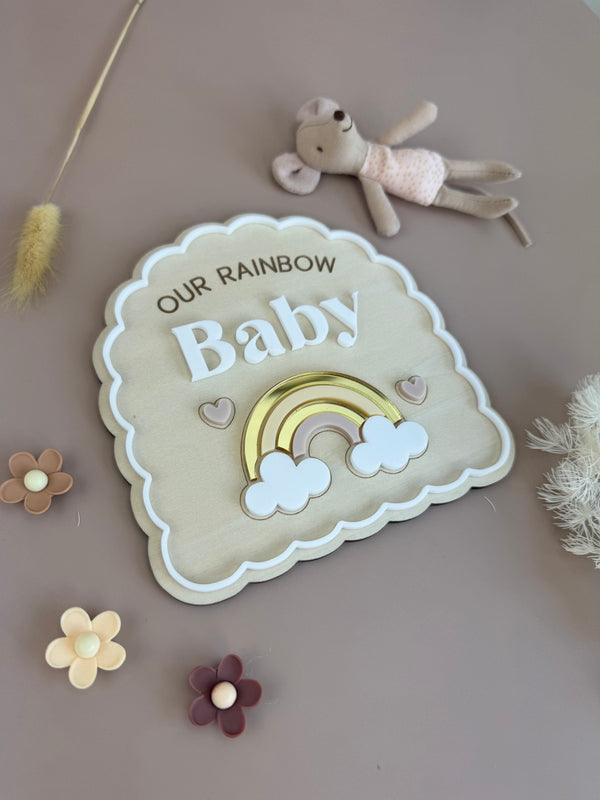 Rainbow Baby Pregnancy Announcement Plaque - Luma Light