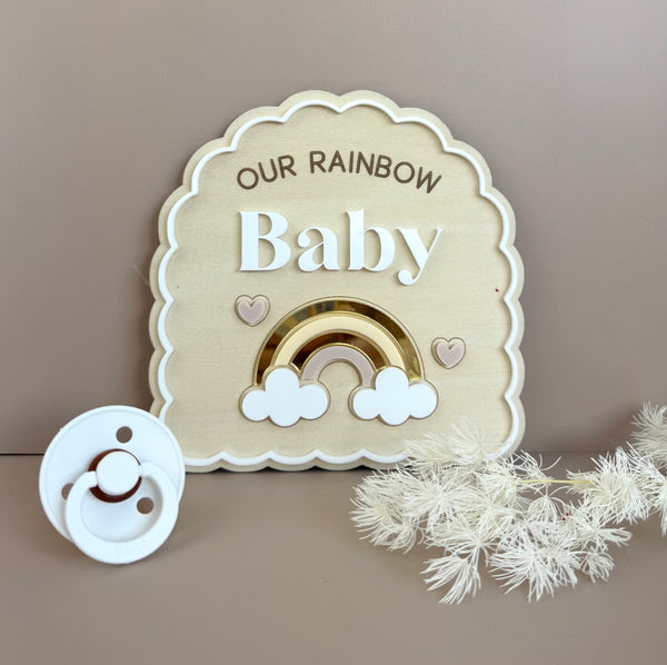 Rainbow Baby Pregnancy Announcement Plaque - Luma Light