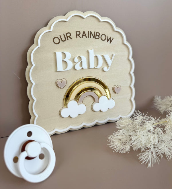 Rainbow Baby Pregnancy Announcement Plaque - Luma Light