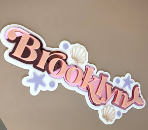 Custom Name Sign Detailed | Layered acrylic name plaque - Mermaids - Luma Light