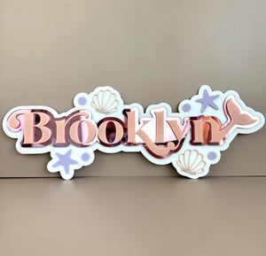 Custom Name Sign Detailed | Layered acrylic name plaque - Mermaids - Luma Light