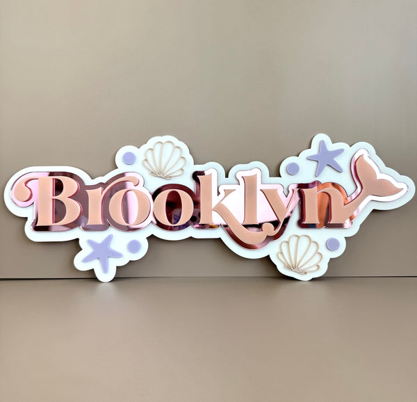 Custom Name Sign Detailed | Layered acrylic name plaque - Mermaids - Luma Light