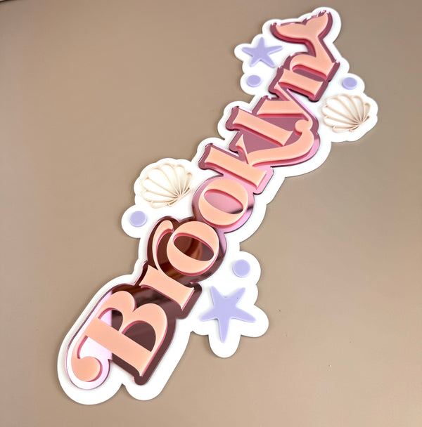 Custom Name Sign Detailed | Layered acrylic name plaque - Mermaids - Luma Light