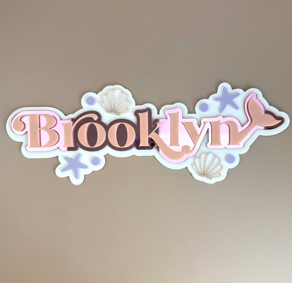 Custom Name Sign Detailed | Layered acrylic name plaque - Mermaids - Luma Light