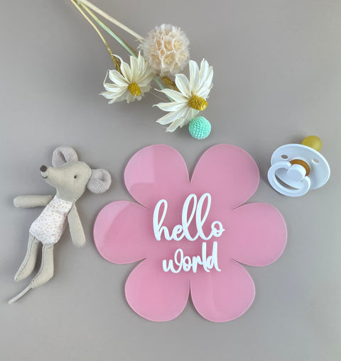 Hello World - Pink Flower Acrylic - Luma Light