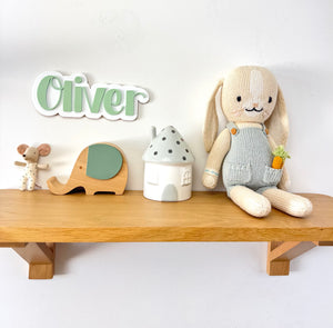 Custom Name Sign Simple | Two Layered acrylic name plaque - Sage & White - Luma Light