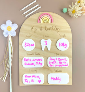 My 1st Birthday Board - Pink Rainbow - Luma Light