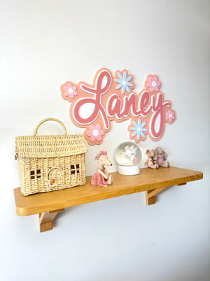 Custom Name Sign Detailed | Layered acrylic name plaque - Pretty Garden - Luma Light