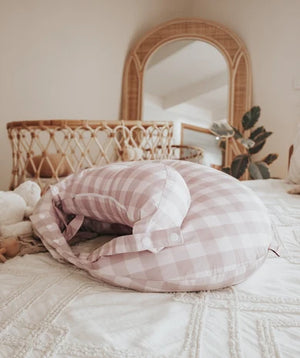 Feeding Pillow Set | Blush Gingham - Bambella Designs