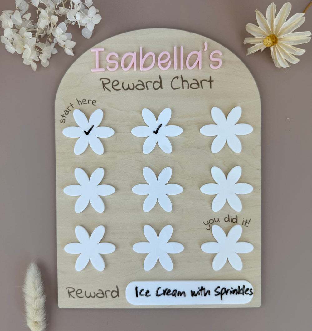 Reusable Floral Reward Chart - Custom Name - Luma Light