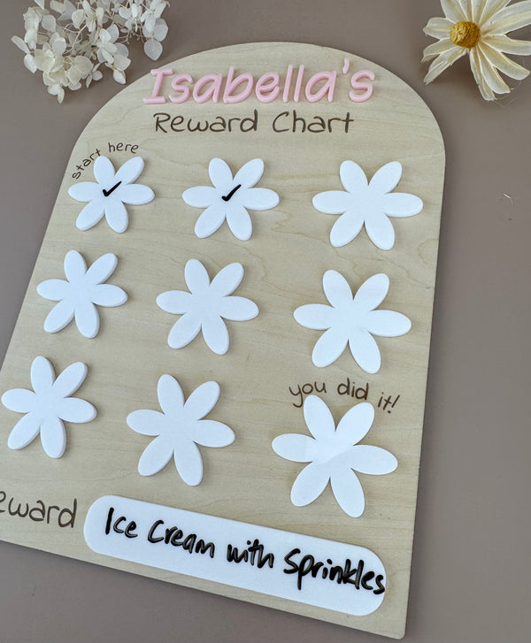 Reusable Floral Reward Chart - Custom Name - Luma Light