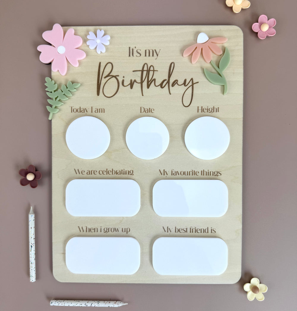Birthday Board - It's my Birthday - Floral - Luma Light