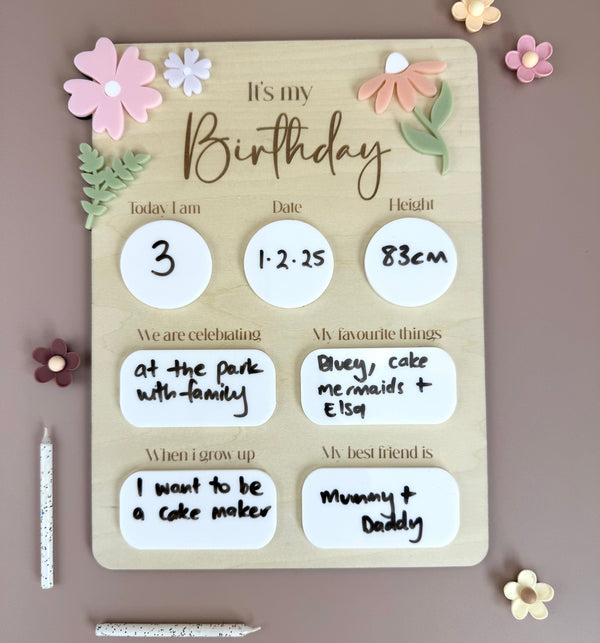 Birthday Board - It's my Birthday - Floral - Luma Light