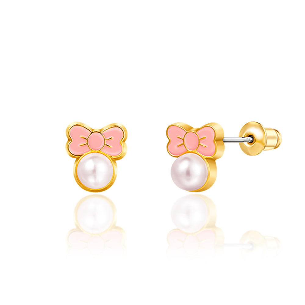 Pink Chic Bow Cutie Stud Earrings - Girl Nation