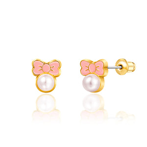 Pink Chic Bow Cutie Stud Earrings - Girl Nation